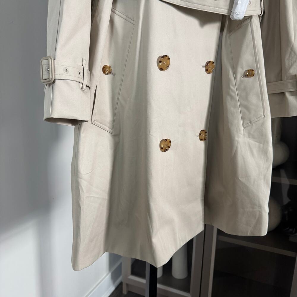 Burberry Double Breasted Stone Belted Trench Coat UK 8 NEW Hillington Nova Check - Picture 3 of 6